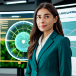 A professional female marketing strategist, with a warm and thoughtful expression, standing in a sophisticated, futuristic data analysis hub. Large holographic displays surround her, showing intricate data visualizations and customer journey maps, intertwined with lush, green indoor plants. Soft, diffused lighting illuminates the scene, highlighting her focused yet empathetic gaze. She is fully clothed in modest, professional business attire, including a well-fitted blazer and slacks.
    perfect anatomy, correct proportions, natural pose, well-formed hands, proper finger count, natural body proportions, high-quality professional photography, ultra-realistic, detailed, vibrant colors, soft ambient light, fully clothed, modest clothing, appropriate attire, professional dress, safe for work, appropriate content, family-friendly.